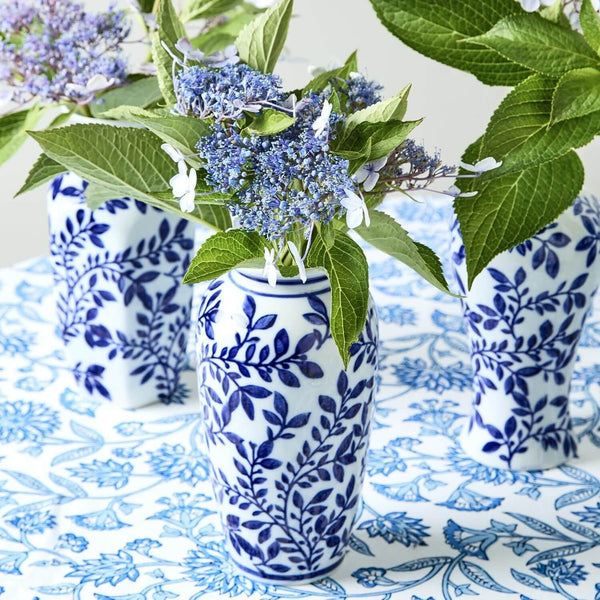 Hand-Painted Blue and White Chinoiserie Vases