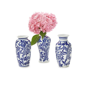 Hand-Painted Blue and White Chinoiserie Vases