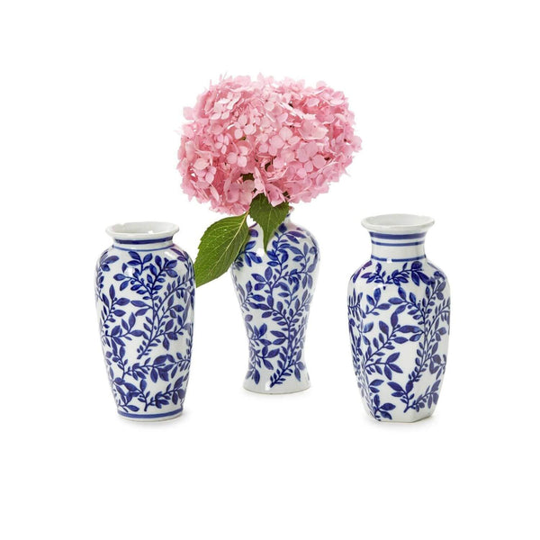 Hand-Painted Blue and White Chinoiserie Vases