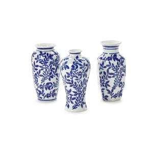 Hand-Painted Blue and White Chinoiserie Vases