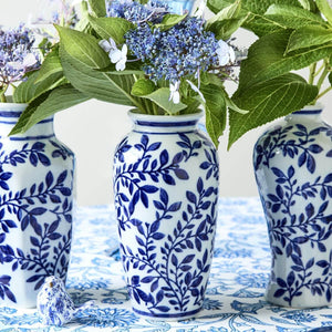 Hand-Painted Blue and White Chinoiserie Vases