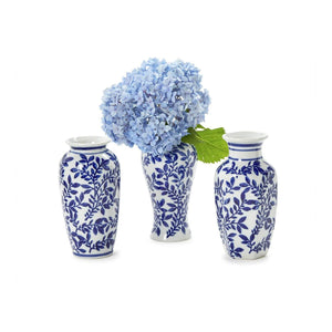 Hand-Painted Blue and White Chinoiserie Vases