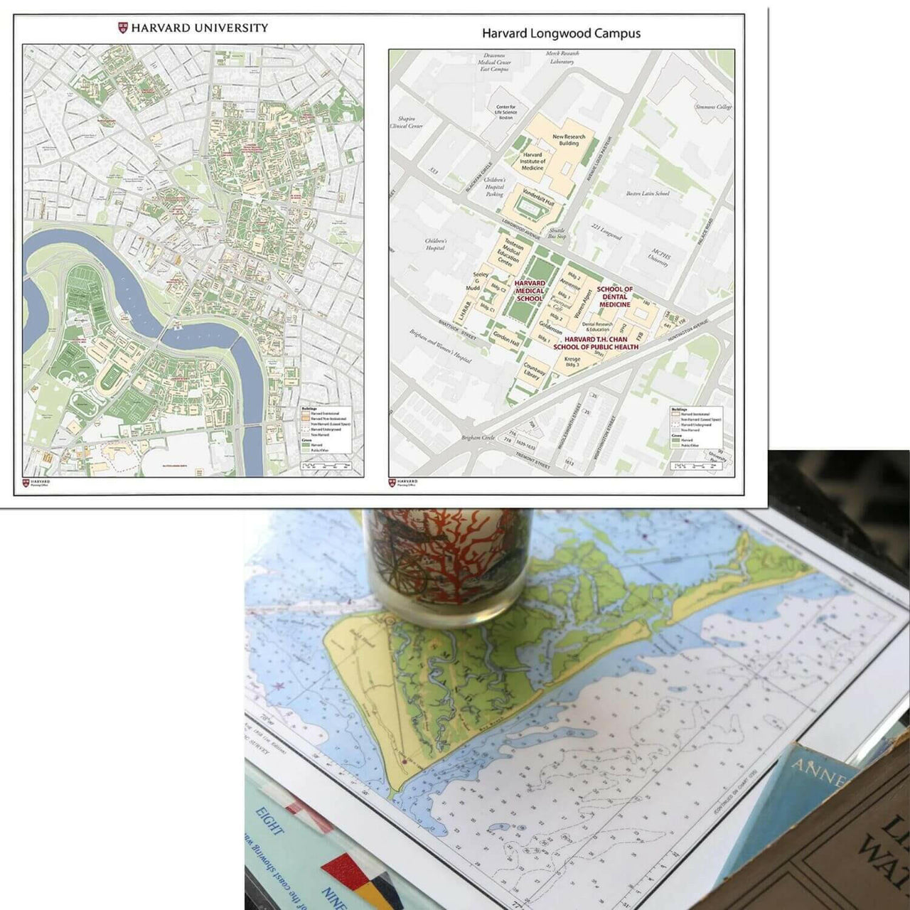 Nautical Chart Placemats, Locations in Maine