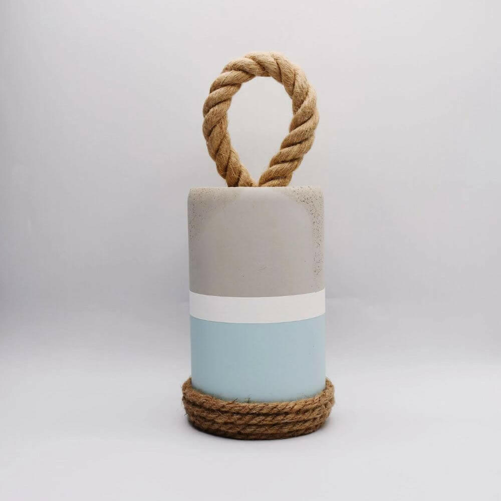 Heavy Concrete Doorstop, Iconic Buoy Door Stopper, Sea Mist Blue