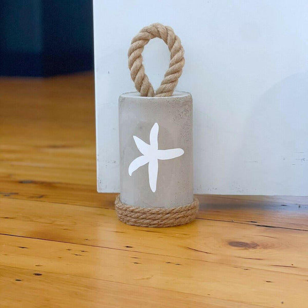 Heavy Concrete Doorstop, Iconic Buoy Door Stopper, White Starfish
