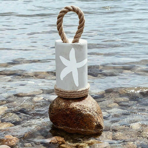 Heavy Concrete Doorstop, Iconic Buoy Door Stopper, White Starfish