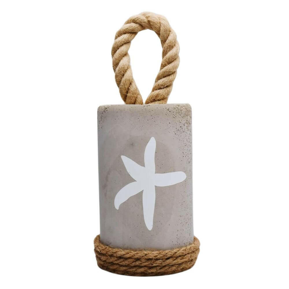 Heavy Concrete Doorstop, Iconic Buoy Door Stopper, White Starfish