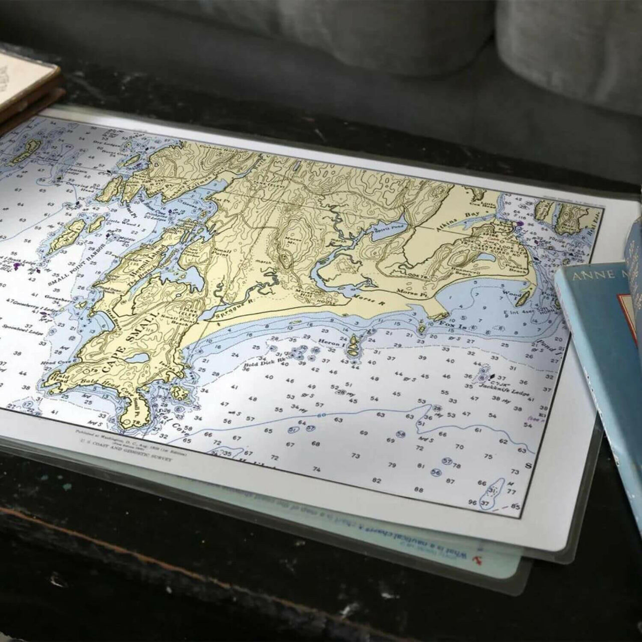 Nautical Chart Placemats, Locations in Maine