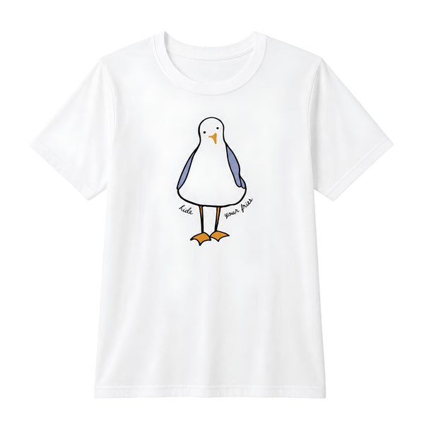 Hide Your Fries Seagull Graphic Tee, Funny Coastal T-Shirt, Seagull Shirt, Beach Graphic Tee, Nautical Gift Shirt