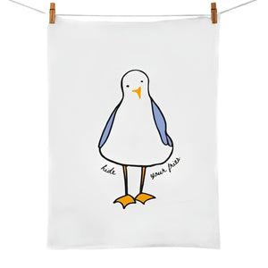 Hide Your Fries Seagull Tea Towel, Funny Kitchen Towel, Coastal Kitchen Decor, Seagull Dish Towel, Beach House Kitchen Gift