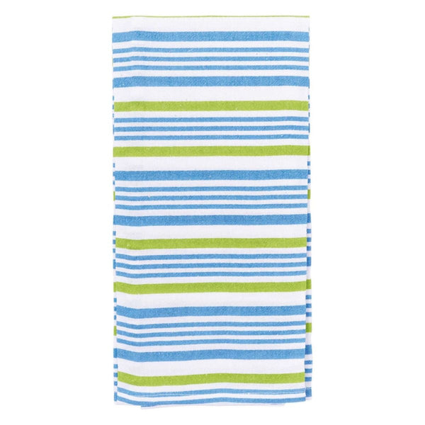 Hydrangea and Stripes Cotton Kitchen Towels, Set of 3