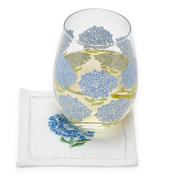 Hydrangea Embroidered Cocktail Napkins, Set of 6