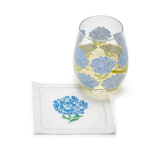 Hydrangea Stemless Wine Glass