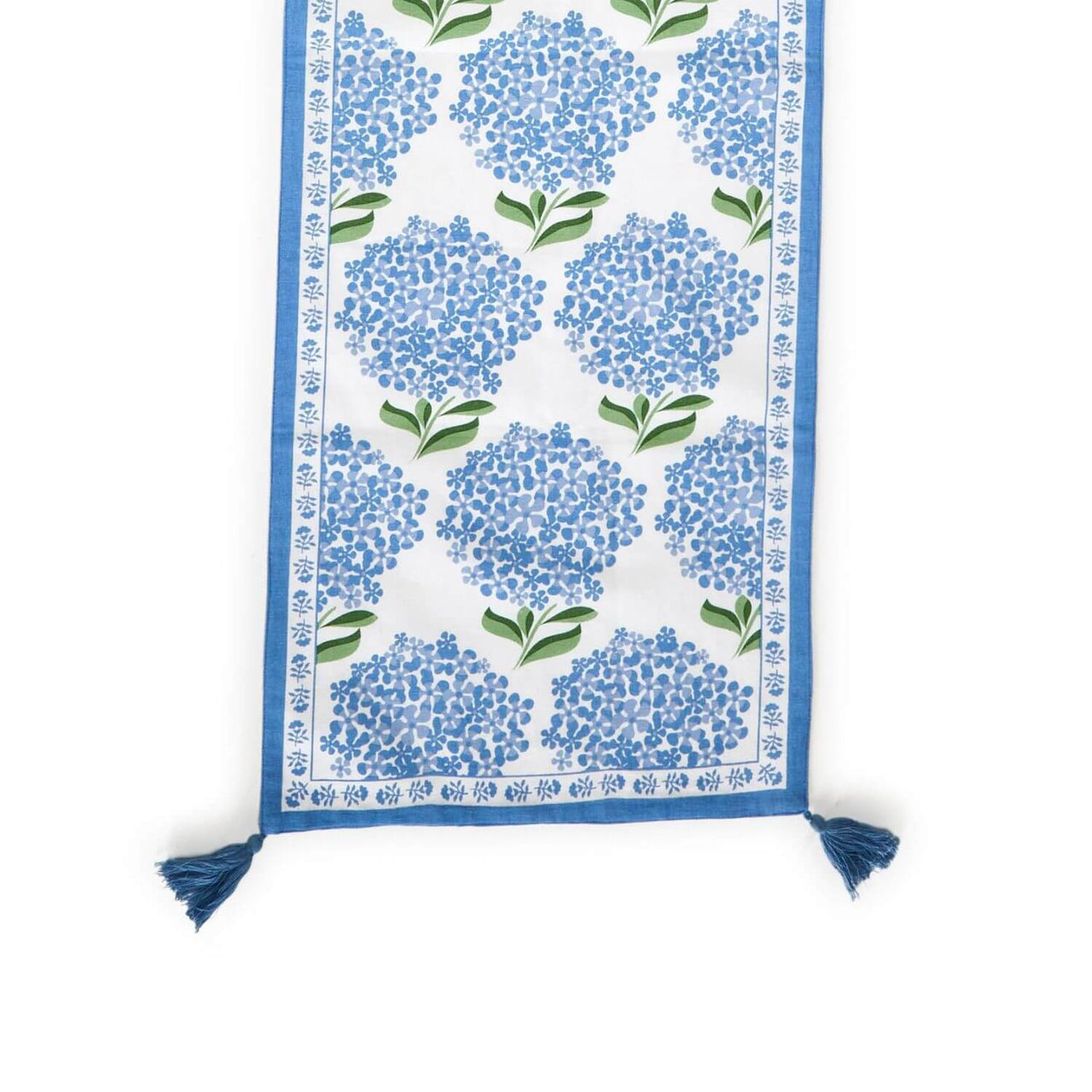 Hydrangea Table Runner with Tassel Accents