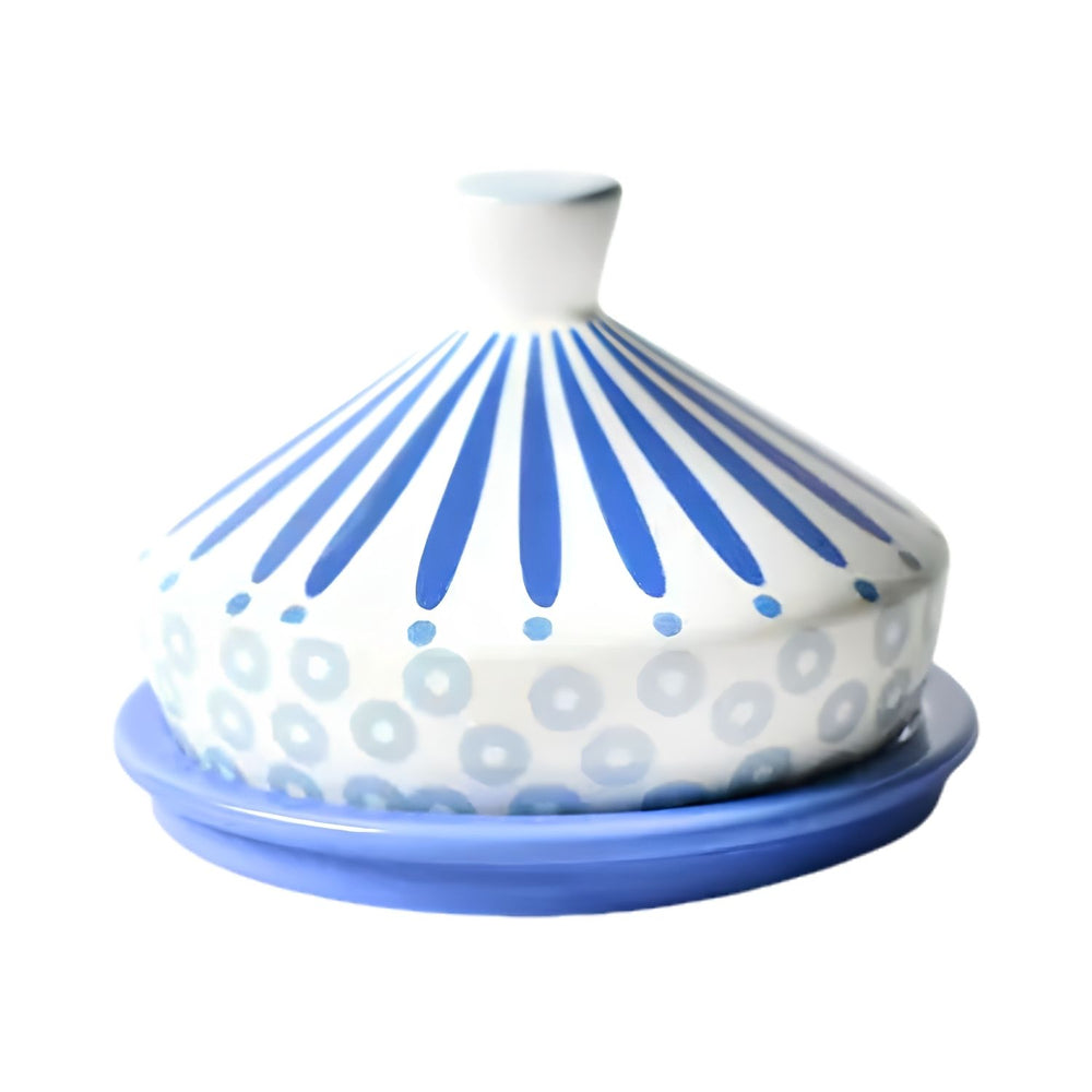 Iris Blue Butter Dish, Ceramic Butter Keeper, Hand-Painted Butter Dish, Round Butter Dish, Coastal Kitchen Decor