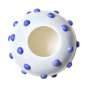 Iris Blue Ceramic Flower Vase, Large Decorative Vase, Modern Knobbed Vase, Coastal Home Decor, Sculptural Vase