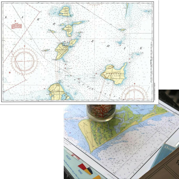 Nautical Chart Placemats, Locations in Michigan