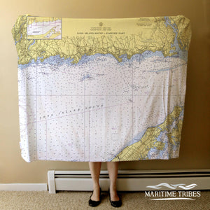 Nautical Chart Blankets, Connecticut Coastal Maps
