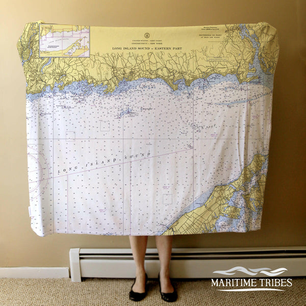 Nautical Chart Blankets, Connecticut Coastal Maps