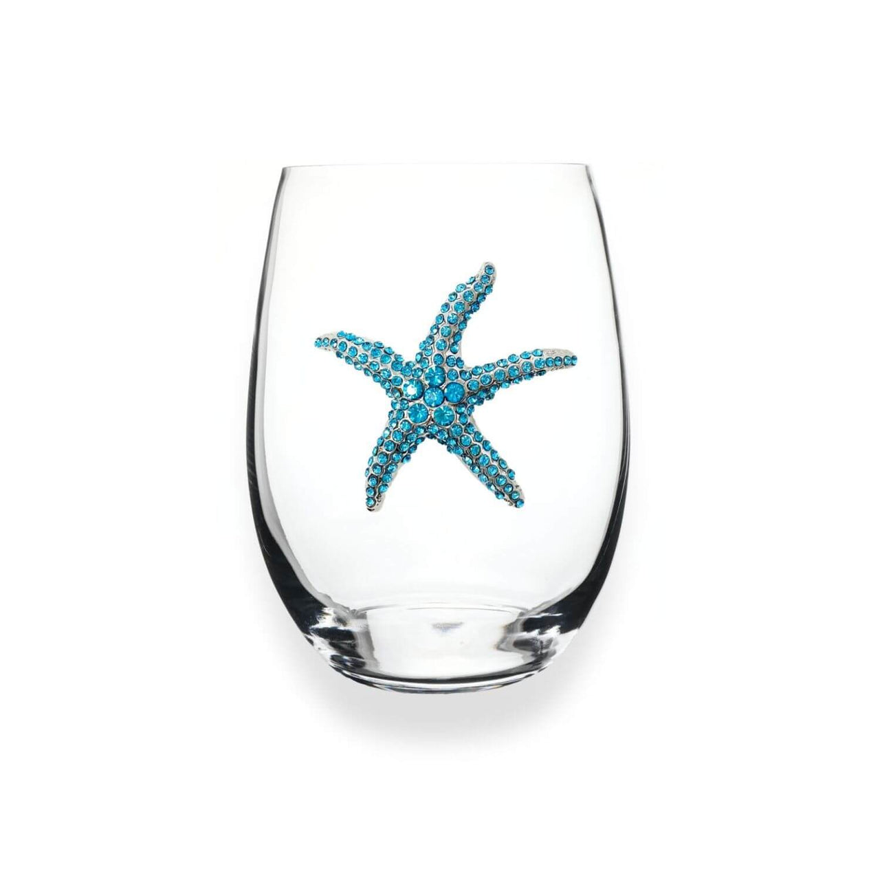 Jeweled Blue Starfish Stemless Wine Glass