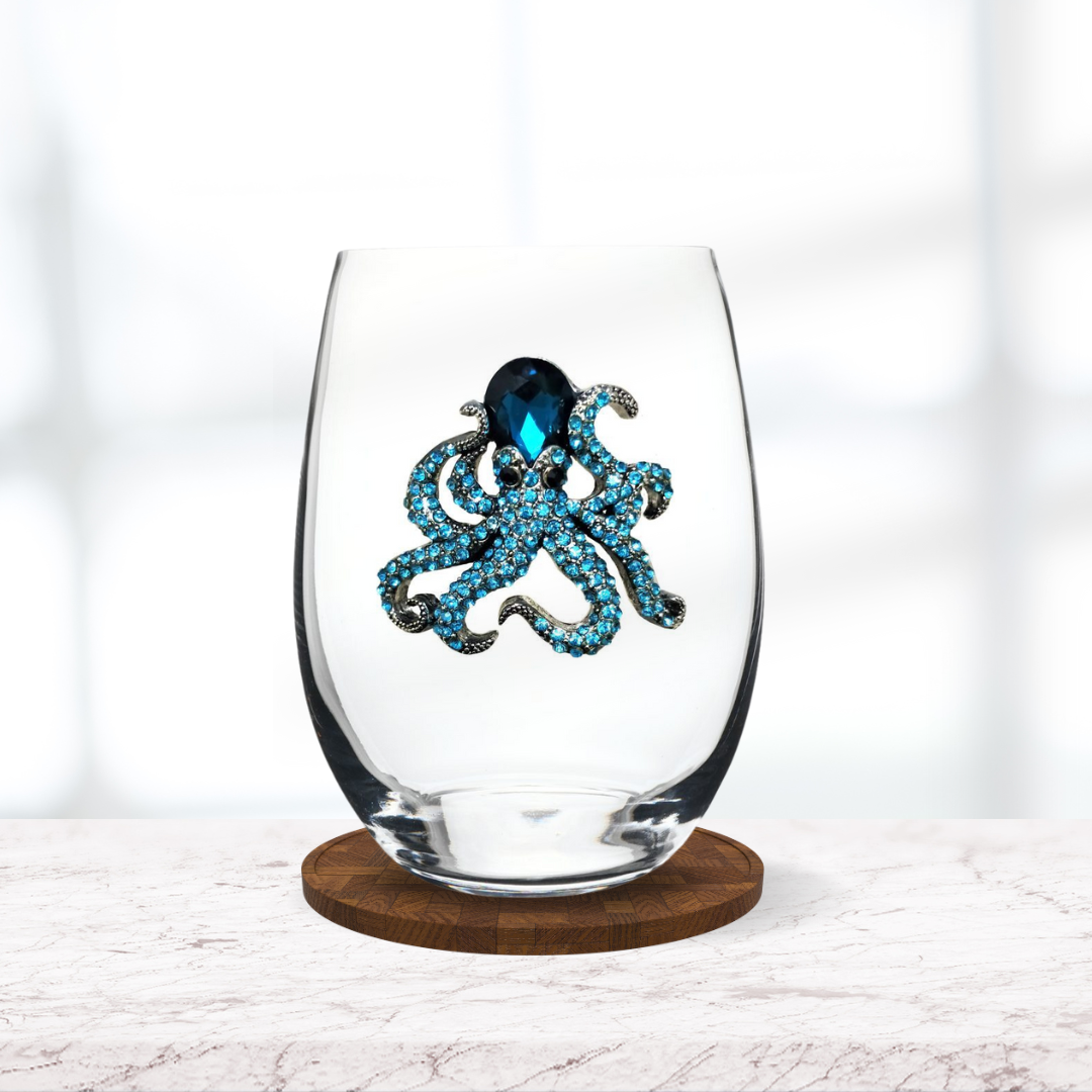 jeweled wine glasses Jeweled Octopus Stemless Wine Glass