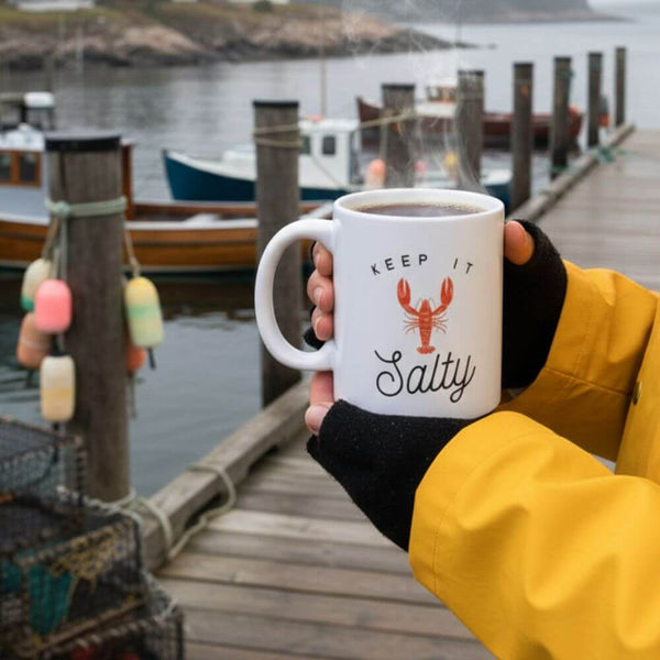 Durable ceramic mug with ocean-themed design and smooth glossy surface, ideal for coastal gift giving