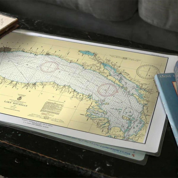 Nautical Chart Placemats, Locations in Michigan