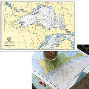 Nautical Chart Placemats, Locations in Michigan