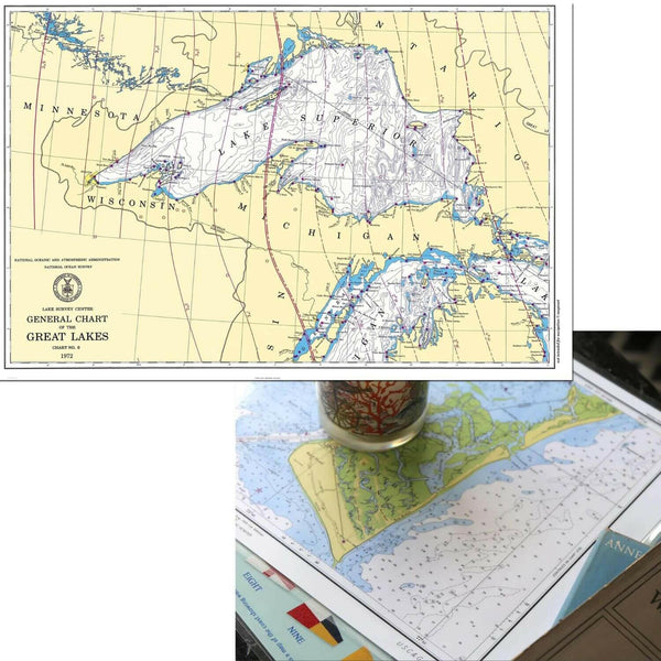Nautical Chart Placemats, Locations in Michigan