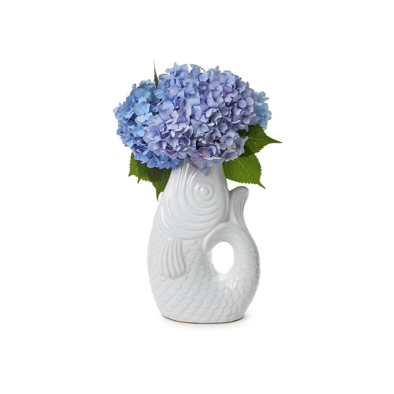 Coastal Catch Fish Flower Vase, White, 12"