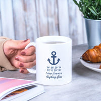 Thumbnail for Personalized Latitude Longitude Ceramic Beach Coffee Mug Mugs New England Trading Co   