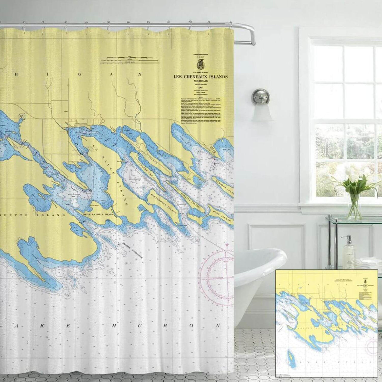 Nautical Chart Curtains, Locations in Michigan