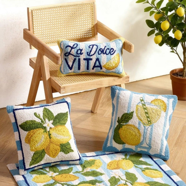 Limoncello Spritz Hook Accent Pillow, 16" x 16"