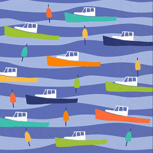 Lobster Boat Paper Cocktail Napkins (Pack of 20), 5" x 5", 3-ply Coastal Paper Napkins for Parties & Gifts