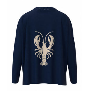Maine Anchor Icon Sweater In Navy And Natural With Natural Lobster Back Graphic, Maine Nautical Gifts, Maine Clothing, Maine Apparel