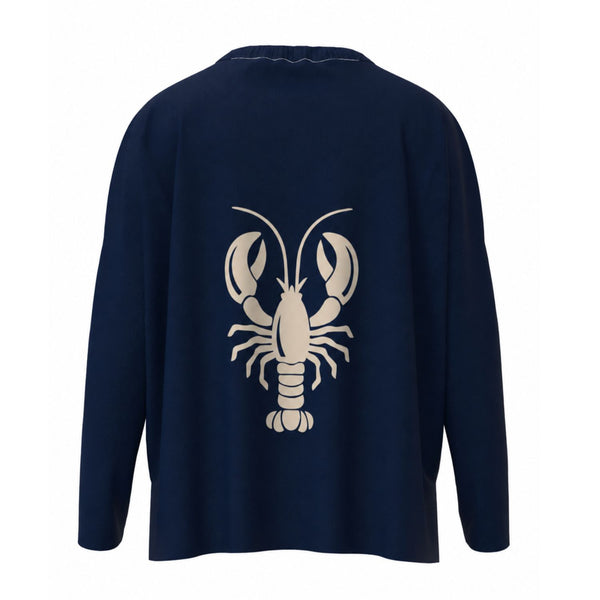 Maine Anchor Icon Sweater In Navy And Natural With Natural Lobster Back Graphic, Maine Nautical Gifts, Maine Clothing, Maine Apparel