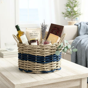 Lobster Rope Basket Gift Basket with Gourmet Food and Wine, Coastal Storage and Serving Basket