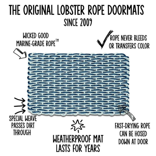 Navy & Seafoam Double Weave Doormat | Lobster Rope Mats | New England ...