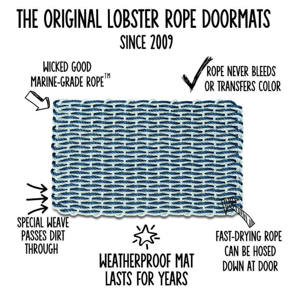 Navy with Teal Stripe, Wicked Good Lobster Rope™ Doormat