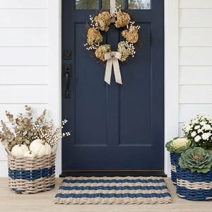 Sand & Navy Cabana Stripes Outdoor Doormat, Wicked Good Doormats Outdoor Mat, Lobster Rope™ Doormat, All Weather Mats, Woven Door Mat from Nautical Rope, Front Door Welcome Mats