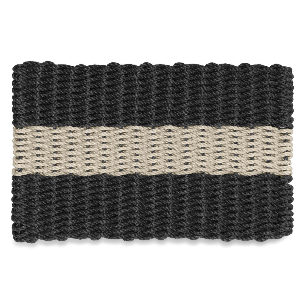 Lobster Rope Doormats, Outdoor Door Mats, Wicked Good Door Mats Made in Maine, Black with Dark Tan Stripe