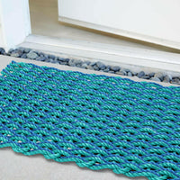 Thumbnail for Lobster Rope Doormats, Outdoor Door Mats, Wicked Good Door Mats Made in Maine, Light Blue and Teal