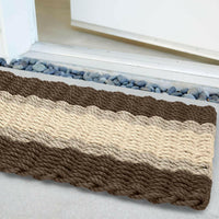 Thumbnail for Lobster Rope Doormats, Outdoor Door Mats, Wicked Good Door Mats Made in Maine, Mocha, Dark Tan, Light Tan, Front Door Angled View