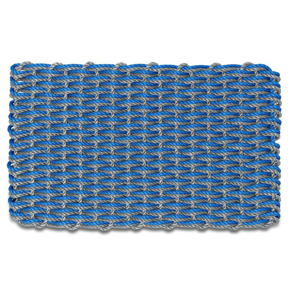 Lobster Rope Doormats, Outdoor Door Mats, Wicked Good Door Mats Made in Maine, Silver and Light Blue