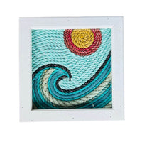 Thumbnail for Lobster Rope Wave Art, 12 x 12, Whitewashed Rustic Frame