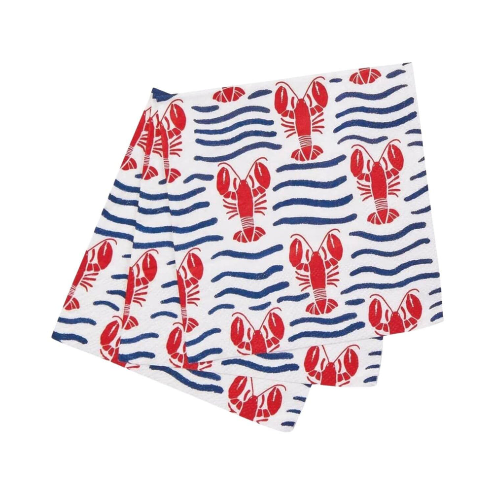 Lobster Waves Paper Cocktail Napkins (Pack of 20), Costal Bar Accessories