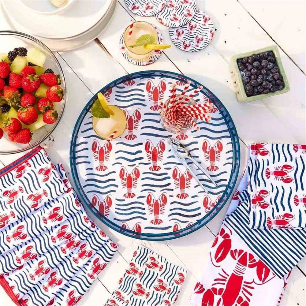 Lobster Waves Paper Cocktail Napkins (Pack of 20), Costal Bar Accessories