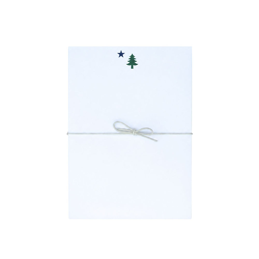 Maine Flag Notepad With Navy Star And Green Pine Tree Design, 5 x 7 Inch Printed Stationery Made In The USA, Coastal Gift Ideas
