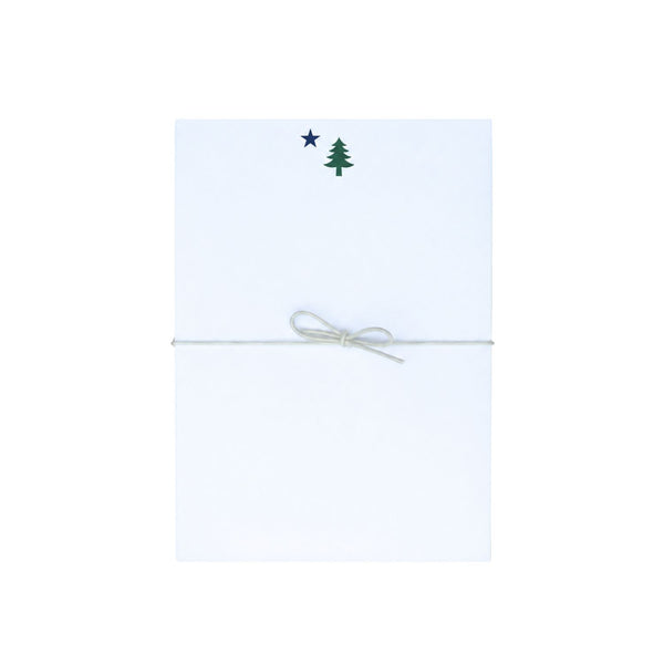 Maine Flag Notepad With Navy Star And Green Pine Tree Design, 5 x 7 Inch Printed Stationery Made In The USA, Coastal Gift Ideas