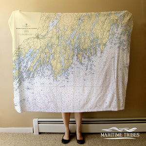 Nautical Chart Blankets, Maine Coastal Maps